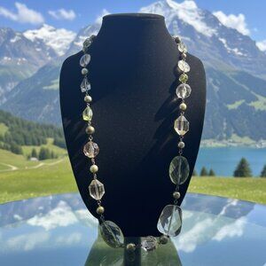 Premier Designs Multicolor Pastel Acrylic Bead Station Necklace 37.5" Long Chain